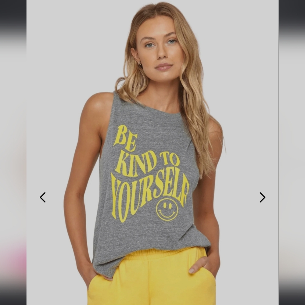 Spiritual Gangster Grey And Yellow Tank - Medium - Be Kind To Yourself